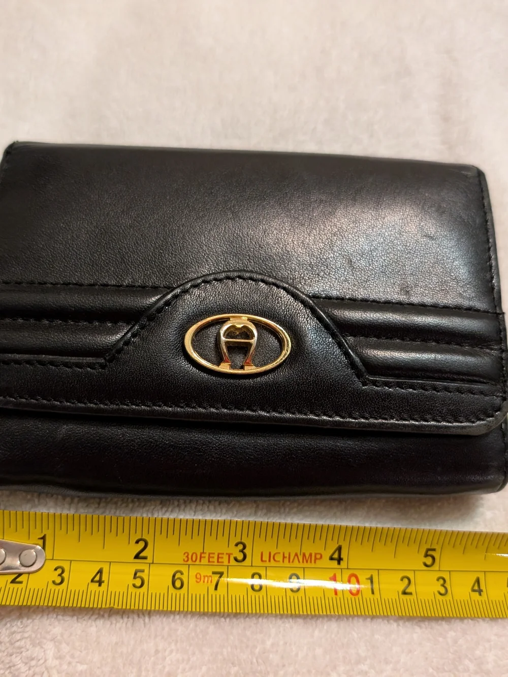 Vintage Etienne Aigner Gold-Accent Black Leather Women’s Clutch